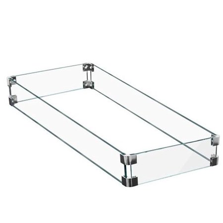 GARDENCONTROL Rectangular Glass Wind Screen for Fire Pits GA1690875